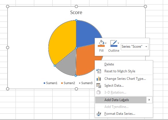 Techsarthi Excel PiChart data Add Data Labels
